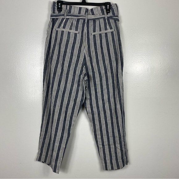 Madewell linen blend paperbag waist indigo stripe pants - Picture 4 of 9
